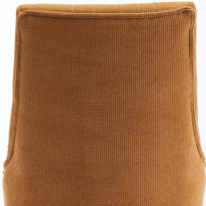 Set of Two Yellow And Brown Linen And Solid Wood Dining Side Chairs