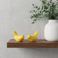 Set of Two Yellow Metal Bird Tabletop Sculpture
