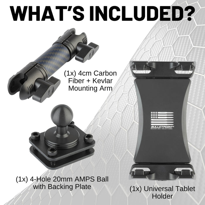 Tablet Holder with Mounting Arm + AMPS Mounting Plate with 20mm Ball