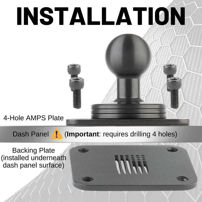 Tablet Holder with Mounting Arm + AMPS Mounting Plate with 20mm Ball