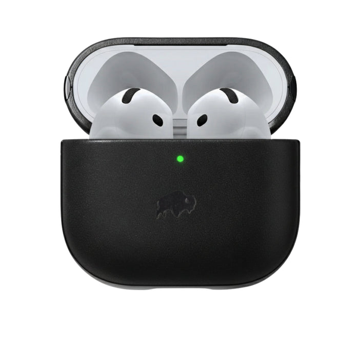 Taylor Leather AirPods 4 Case, Full Grain with Magnetic Cover, Black - BlackBrook Case