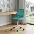 Turquoise and White Adjustable Height Swivel Rolling Office Chair