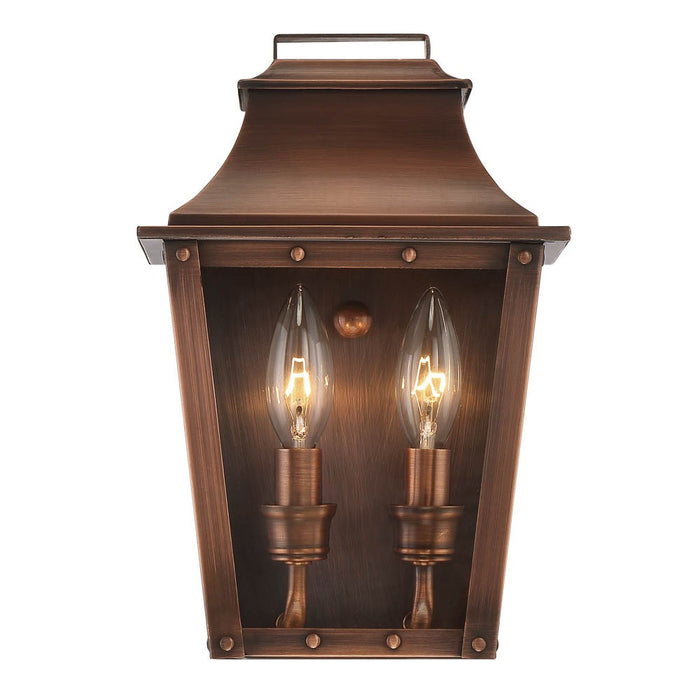 Two Light Transparent Dimmable Outdoor Hanging Lights With Copper And Clear Shades