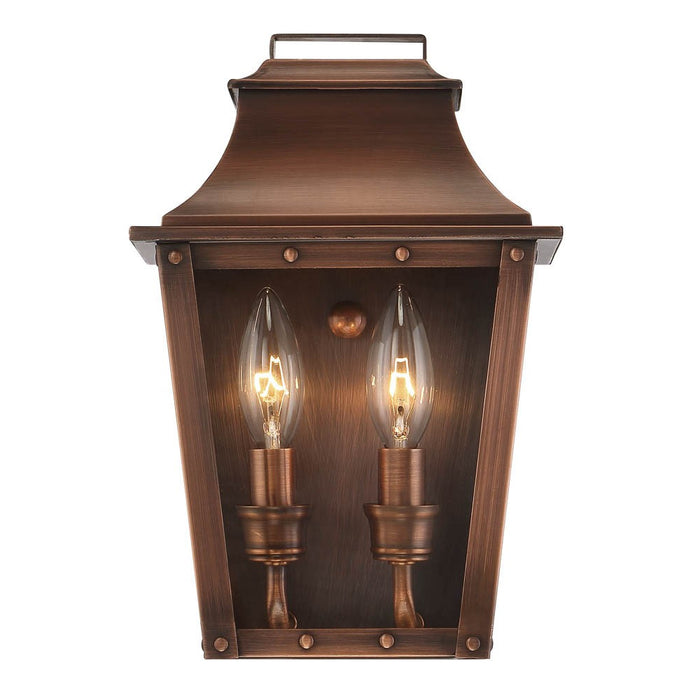 Two Light Transparent Dimmable Outdoor Hanging Lights With Copper And Clear Shades