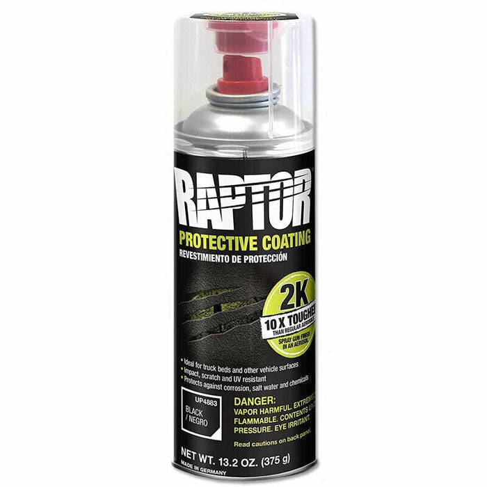 U-POL® RAPTOR® UP4883 2K Bedliner Aerosol, 13.2 oz Aerosol Can, Black, 1 4 or 6 pack ---Eagle National Supply