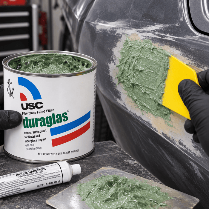 USC® DURAGLAS 24035 Green Short Strand Fiberglass Body Filler, Quart -24035 - Eagle National Supply