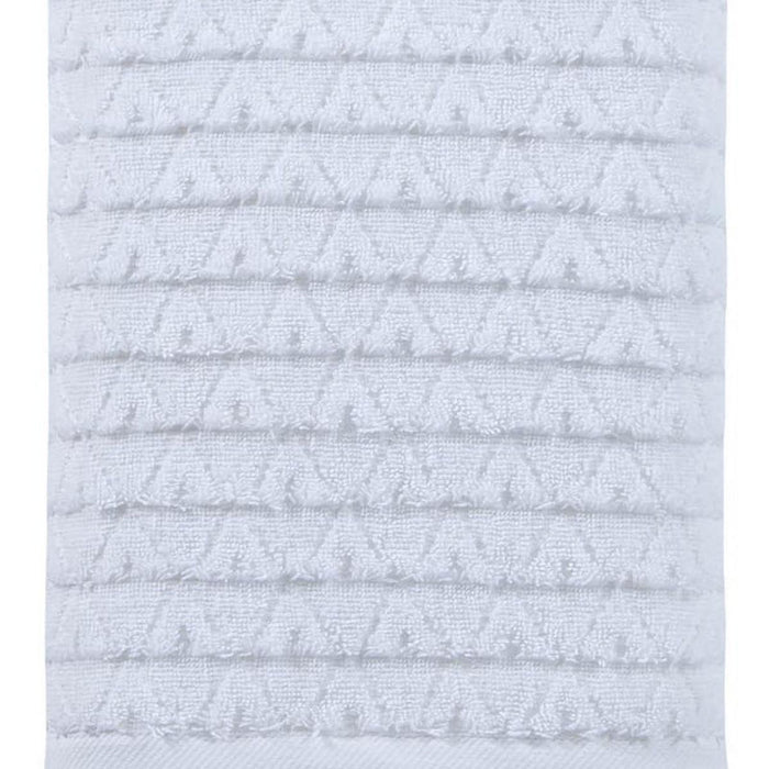 White Geometric Turkish Cotton 27" X 54" Bath Towel