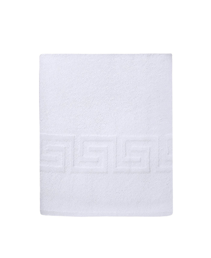 White Greek Key Turkish Cotton 40" X 60" Bath Sheet