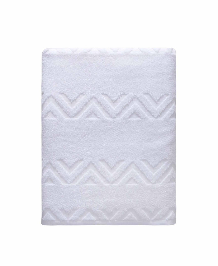 White Jacquard Turkish Cotton 40" X 70" Chevron Bath Sheet