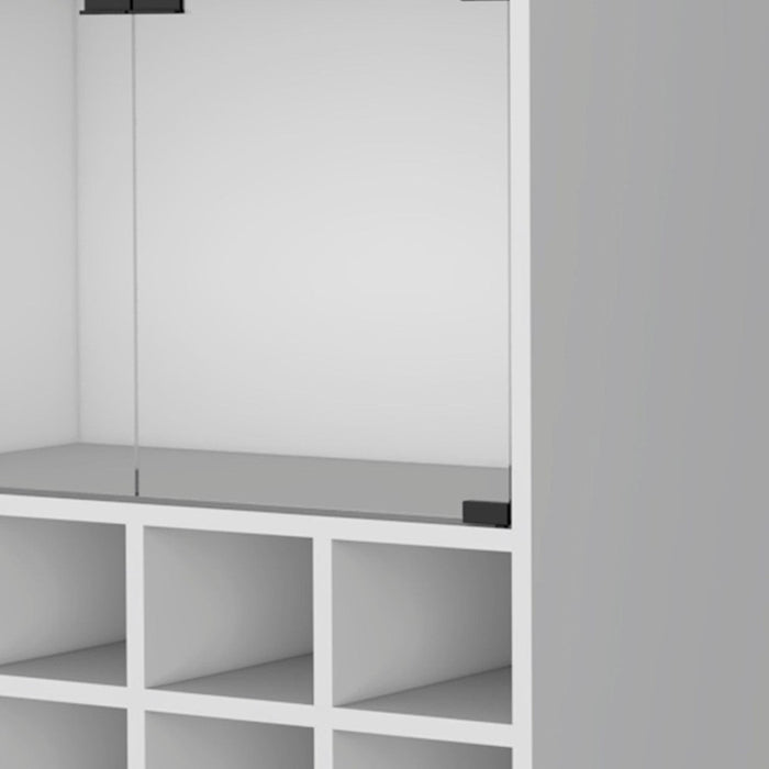 White Rolling Bar Cart With Wine Storage
