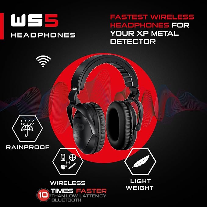 XP WS5 Wireless, Fully Waterproof Headphones for DEUS Metal Detector