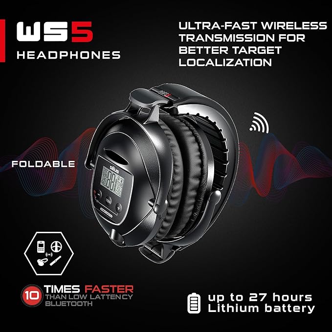 XP WS5 Wireless, Fully Waterproof Headphones for DEUS Metal Detector
