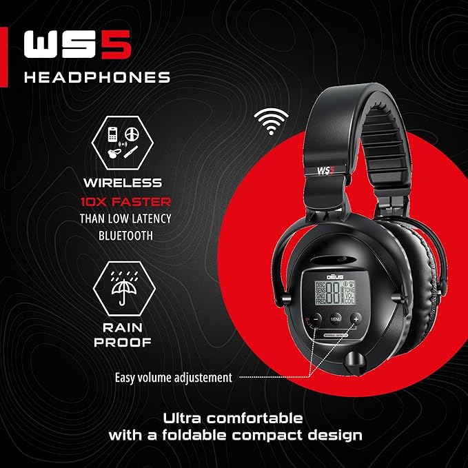 XP WS5 Wireless, Fully Waterproof Headphones for DEUS Metal Detector