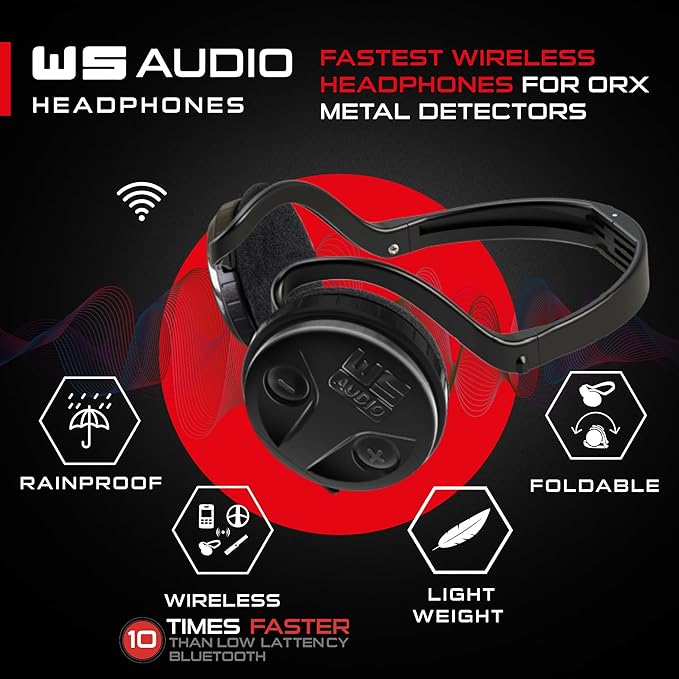 XP WSAUDIO Wireless, Fully Weatherproof, Foldable Headphones For ORX Metal Detector