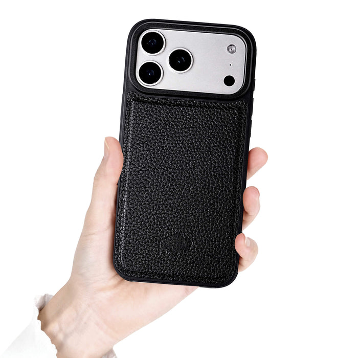 York Leather iPhone 18 Pro Max MagSafe Case, Pebble Black - BlackBrook Case