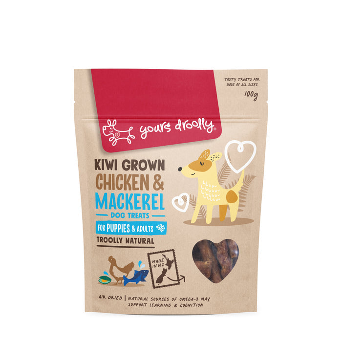 Yours Droolly Kiwi Grown Chicken and Mackerel Puppy Treats 100g*-Habitat Pet Supplies