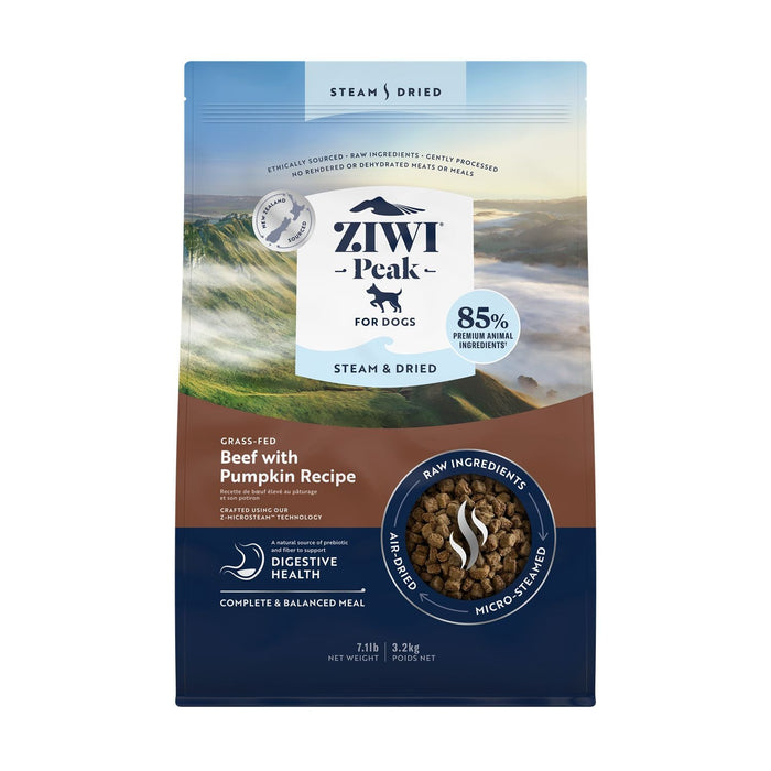 ZIWI Peak Steam and Dried Grass Fed Beef with Pumpkin Dog Food 3.2kg-Habitat Pet Supplies